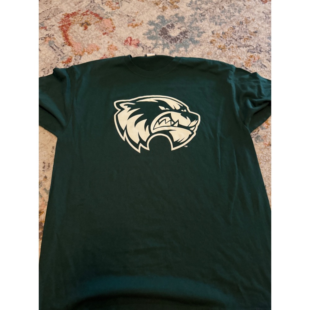 MV Sport Vintage Forest Green Graphic Tee Mascot Wildcat Cougar Mens Large
